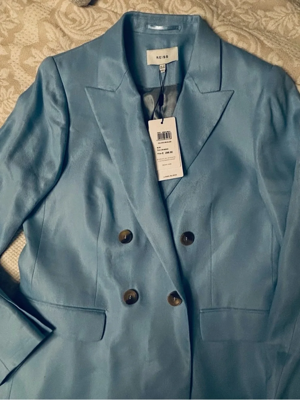 Reiss Light Blue Double-Breasted Suit Blazer - Picture 1 of 3